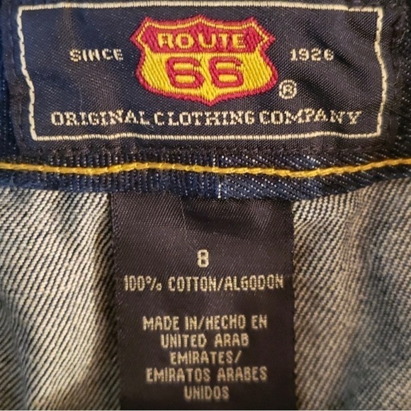 ROUTE 66 dark wash denim skirt leather trim adjustable waist summer fall winter - Picture 8 of 12